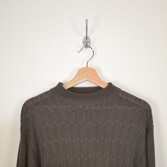 Barcelino Mens S Jacquard Long Sleeve Pullover Fancy Textured Stretch Sweater - Picture 3 of 8